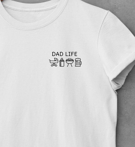 T-shirt brodé Dad Life et des pictos droles
