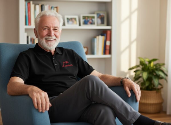 Grand père avec un polo Papi d'amour