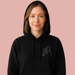 Sweat à capuche avec broderie portrait (One Line)